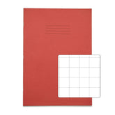 Rhino A4 Exercise Book 32 Page 20mm Squared Red (Pack 100) - VDU014-200-8 DD